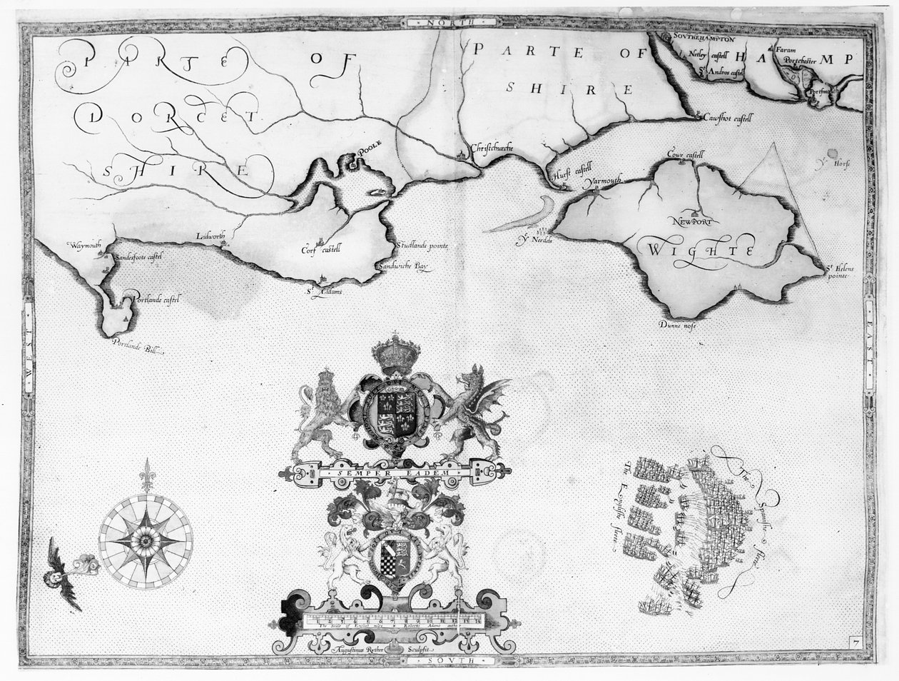 Mapa č. 7 zobrazující trasu flotily Armady, vyryla Augustine Ryther, 1588 od Robert Adams