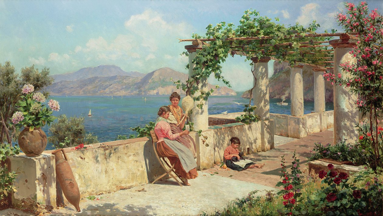 Figurky na terase v Capri od Robert Alott