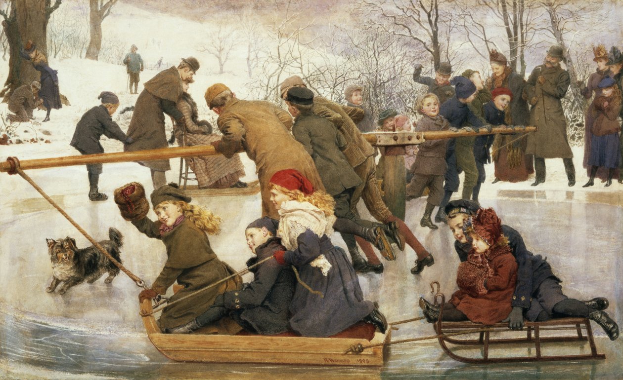 Kolotoč na ledě, 1888 od Robert Barnes
