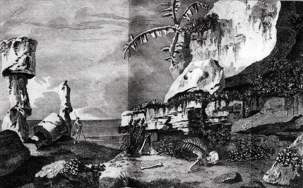 Památky na Velikonočním ostrově, z Voyages of Captain Cook, 1774 od Robert Benard
