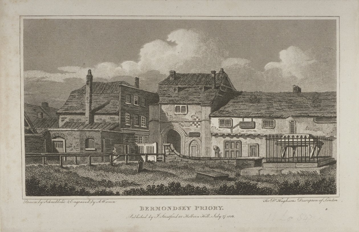 Pohled na opatství St Saviour, Bermondsey, 1805 od Robert Blemell Schnebbelie