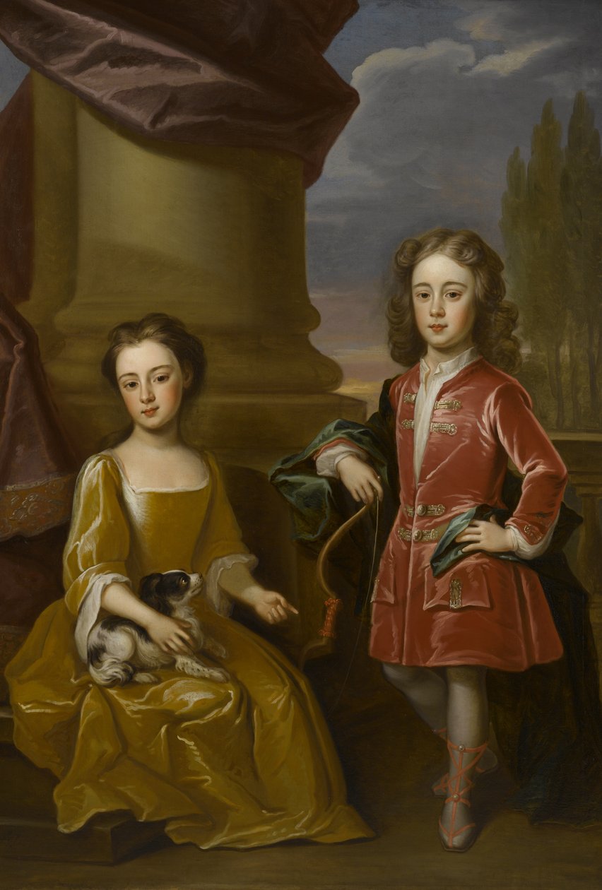 Dvojportrét Dudleyho Northa a jeho sestry Anny, 1714, olej na plátně od Robert Byng or Bing