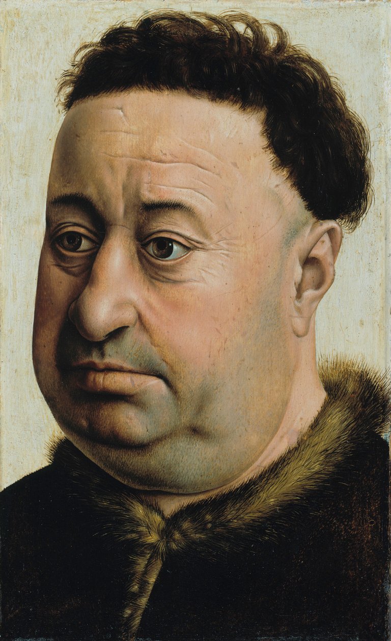Portrét obézního muže, pravděpodobně Robert de Masmines od Robert Campin