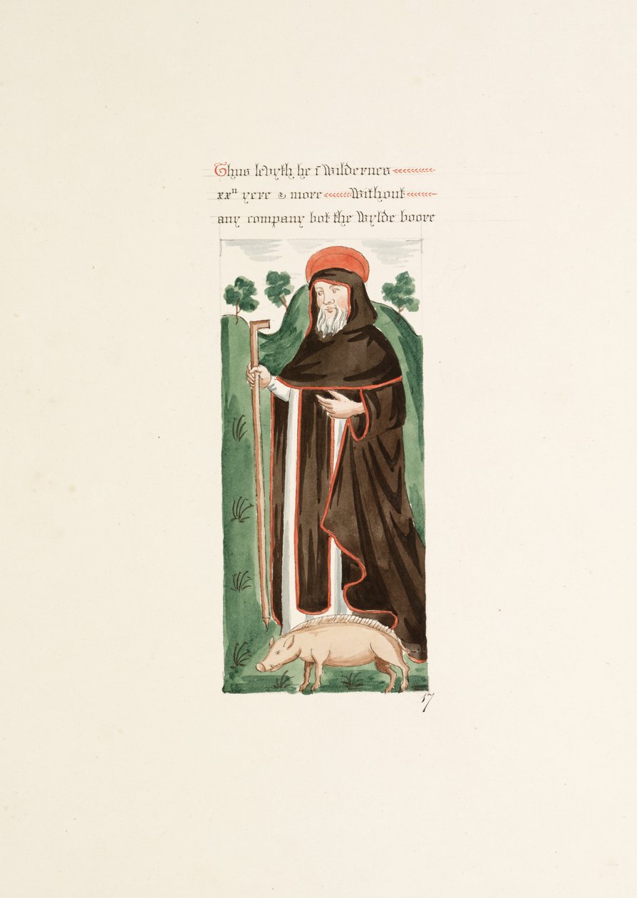 Paní Nová Coll 380, f47r. Starožitnosti katedrálního kostela Saint Mary, Carlisle, kreslil Robert Carlile, 1795 (pero a inkoust a wc na papíře) od Robert Carlile