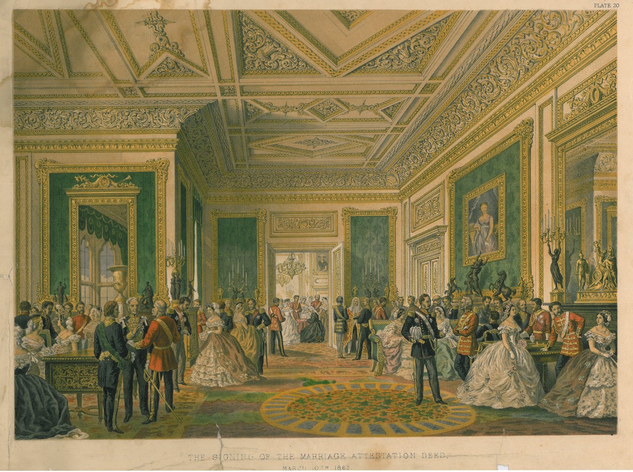 Podpis svatební listiny, 1863 od Robert Charles Dudley