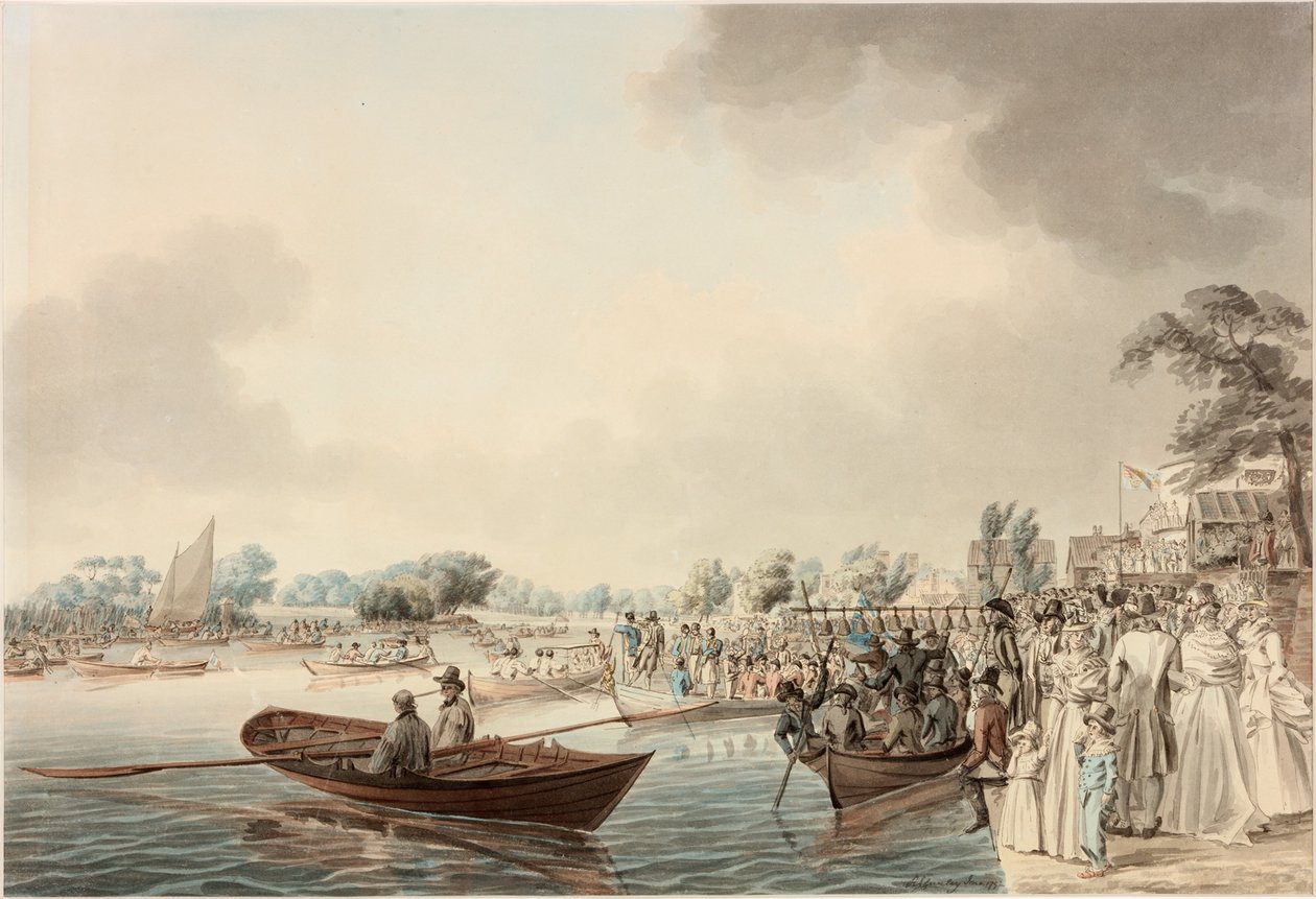 Veslovací zápas v Richmondu, Surrey, (narozeniny vévody z Clarence) od Robert Cleveley