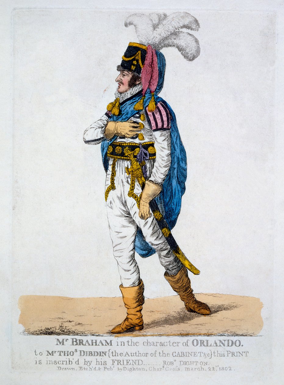 Pan Braham v postavě Orlanda z „Jak se vám líbí“, 1802 od Robert Dighton