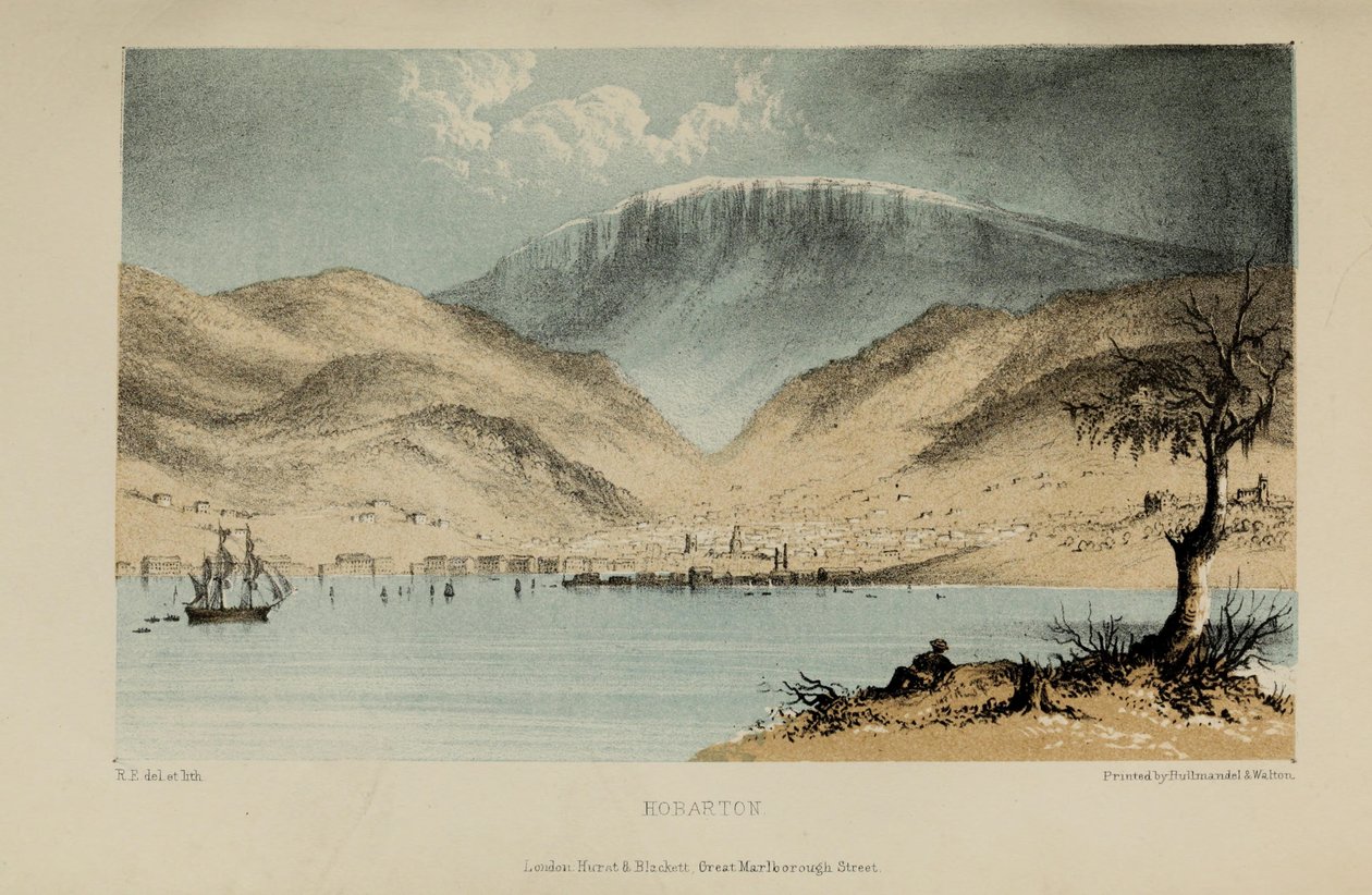 Hobarton, akvarel od Roberta Elwese (1819–1878), bohatého mladého britského gentlemana z Norfolku od Robert Elwes