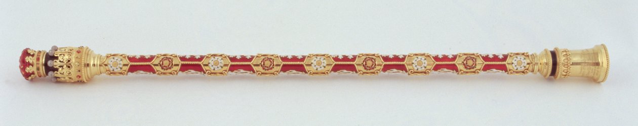 Obušek hraběte maršála předaný patnáctému vévodovi z Norfolku při jeho prvním sňatku College of Arms, 1877 (zlato) (viz také 279116) od Robert, II Garrard