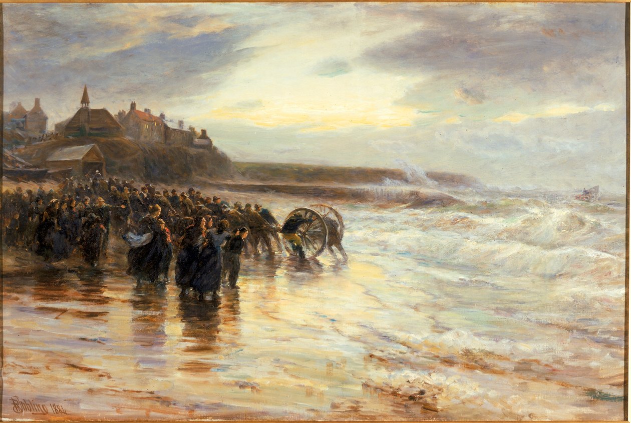 Vyplutí záchranného člunu, 1884 od Robert Jobling