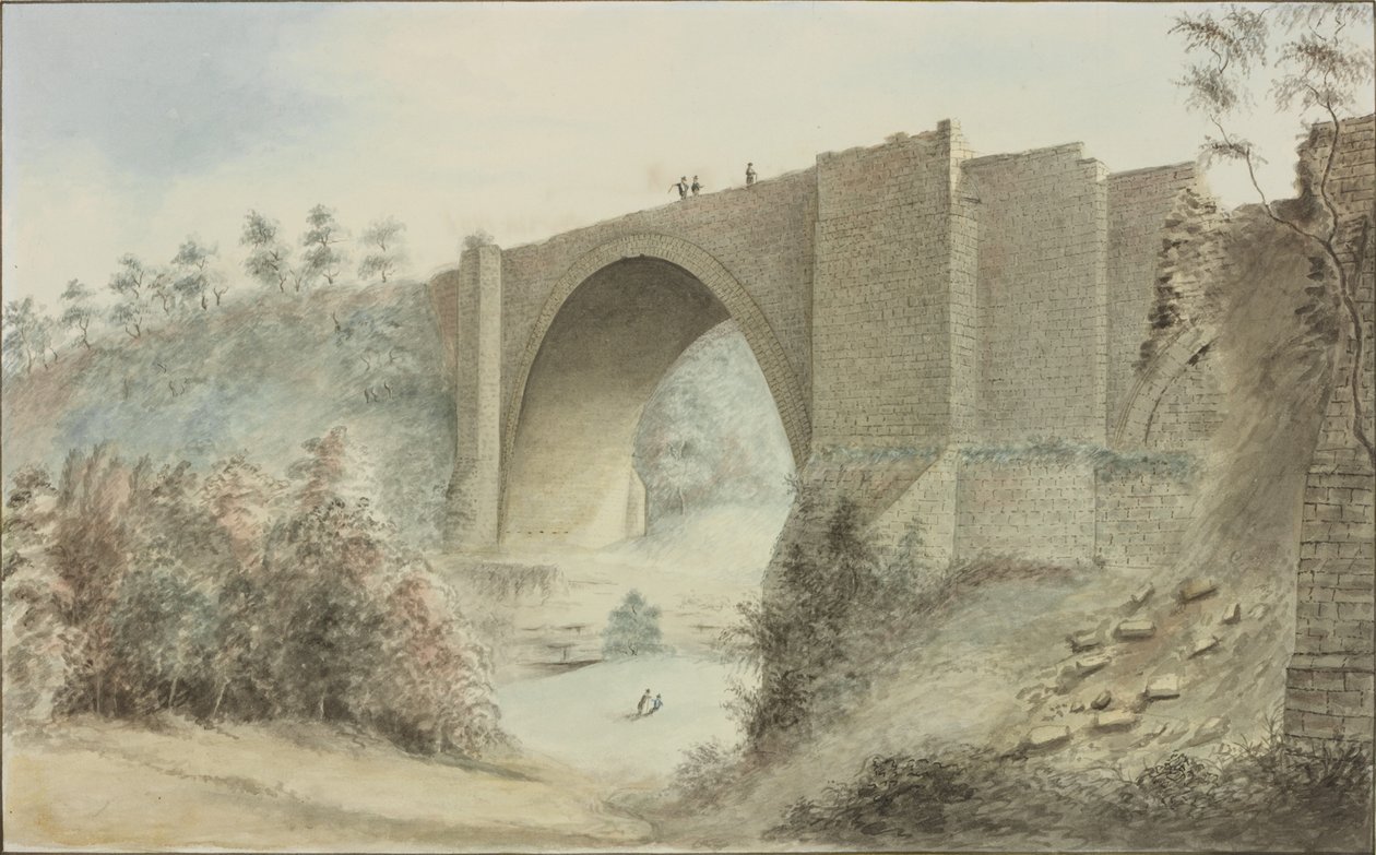 Tanfield Arch (inkoust a wc na papíře) od Robert Johnson