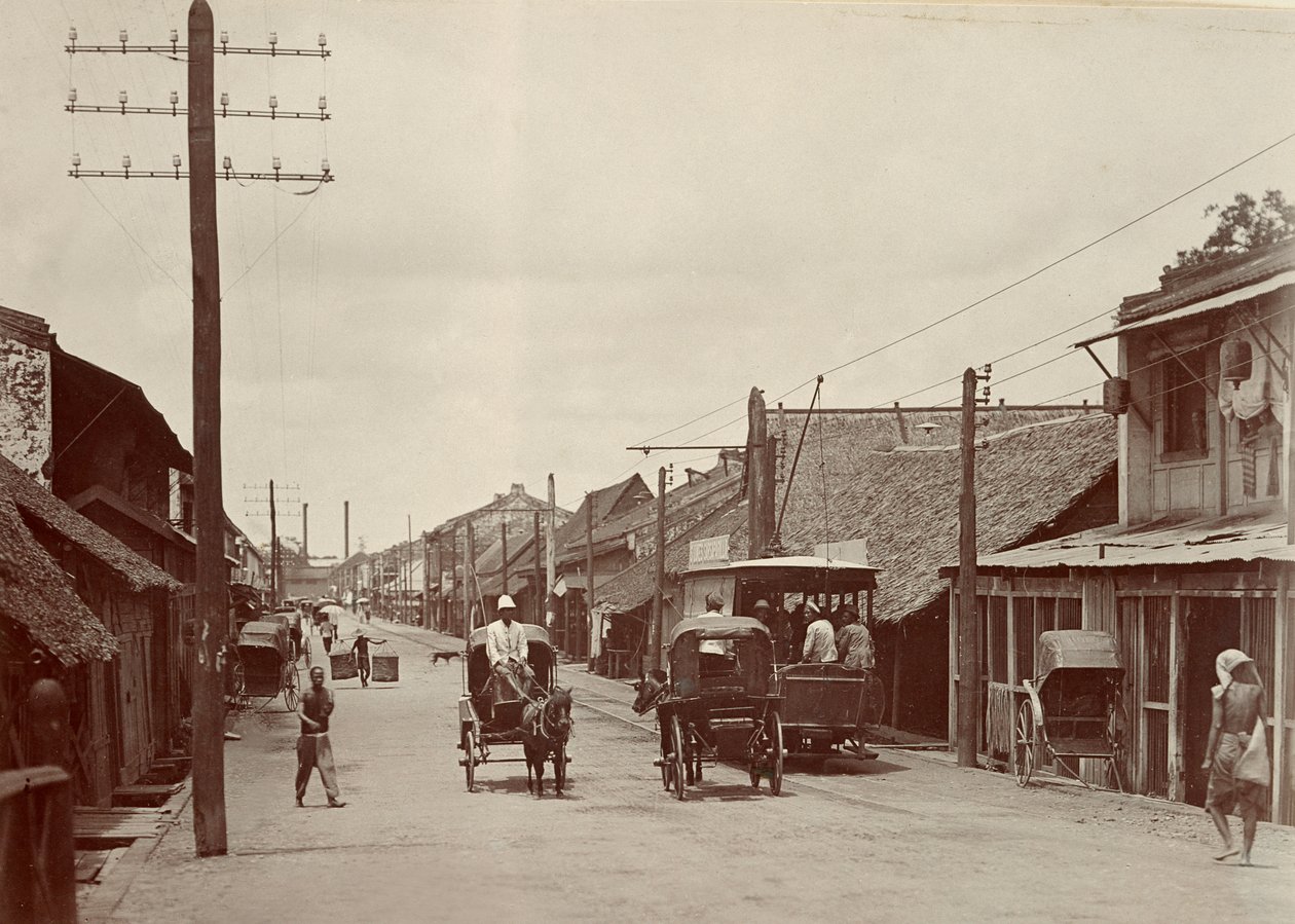 Nová silnice s první elektrickou tramvají, 1890 od Robert Lenz