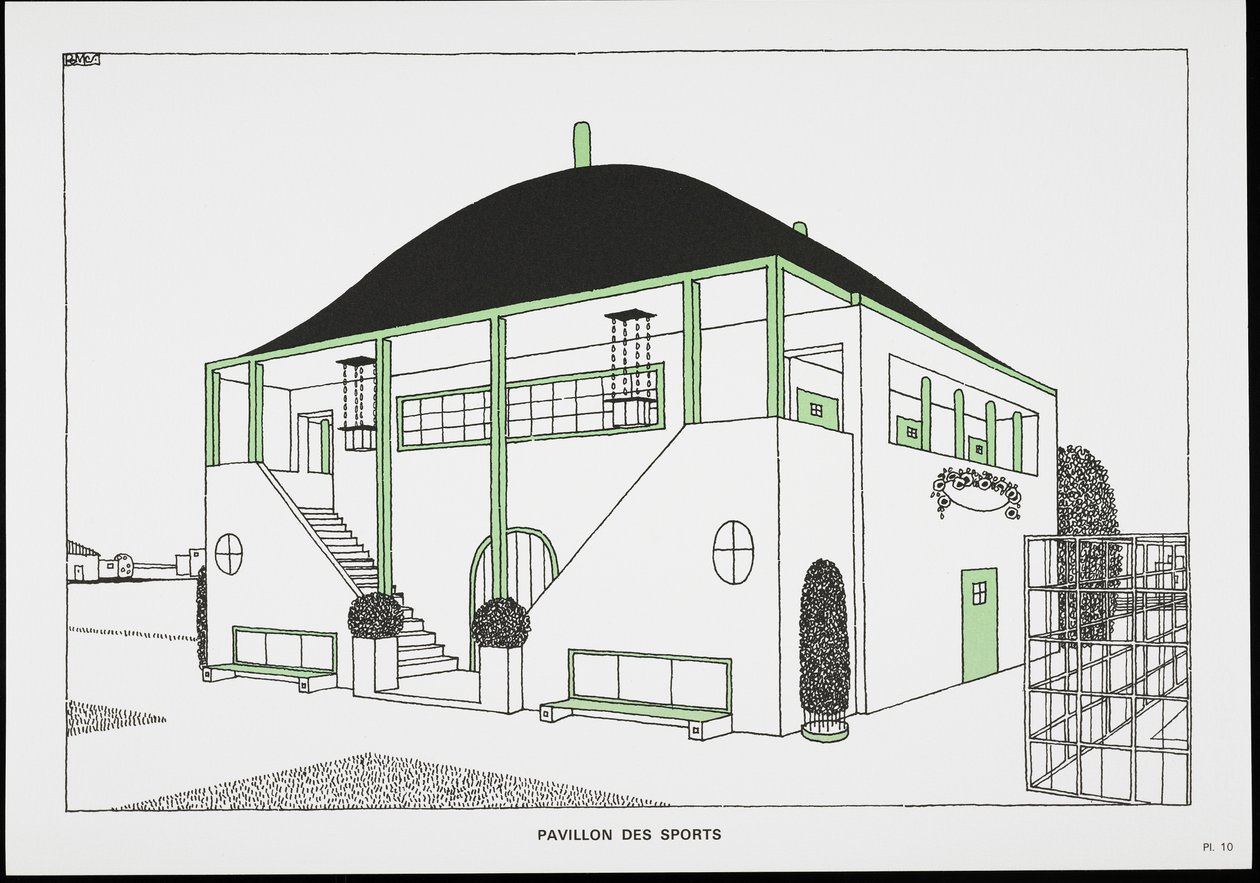 Pavillon des sports, z knihy Une Cite Moderne, Kresby Rob Mallet-Stevens Architect, 1987 (publikováno) od Robert Mallet Stevens