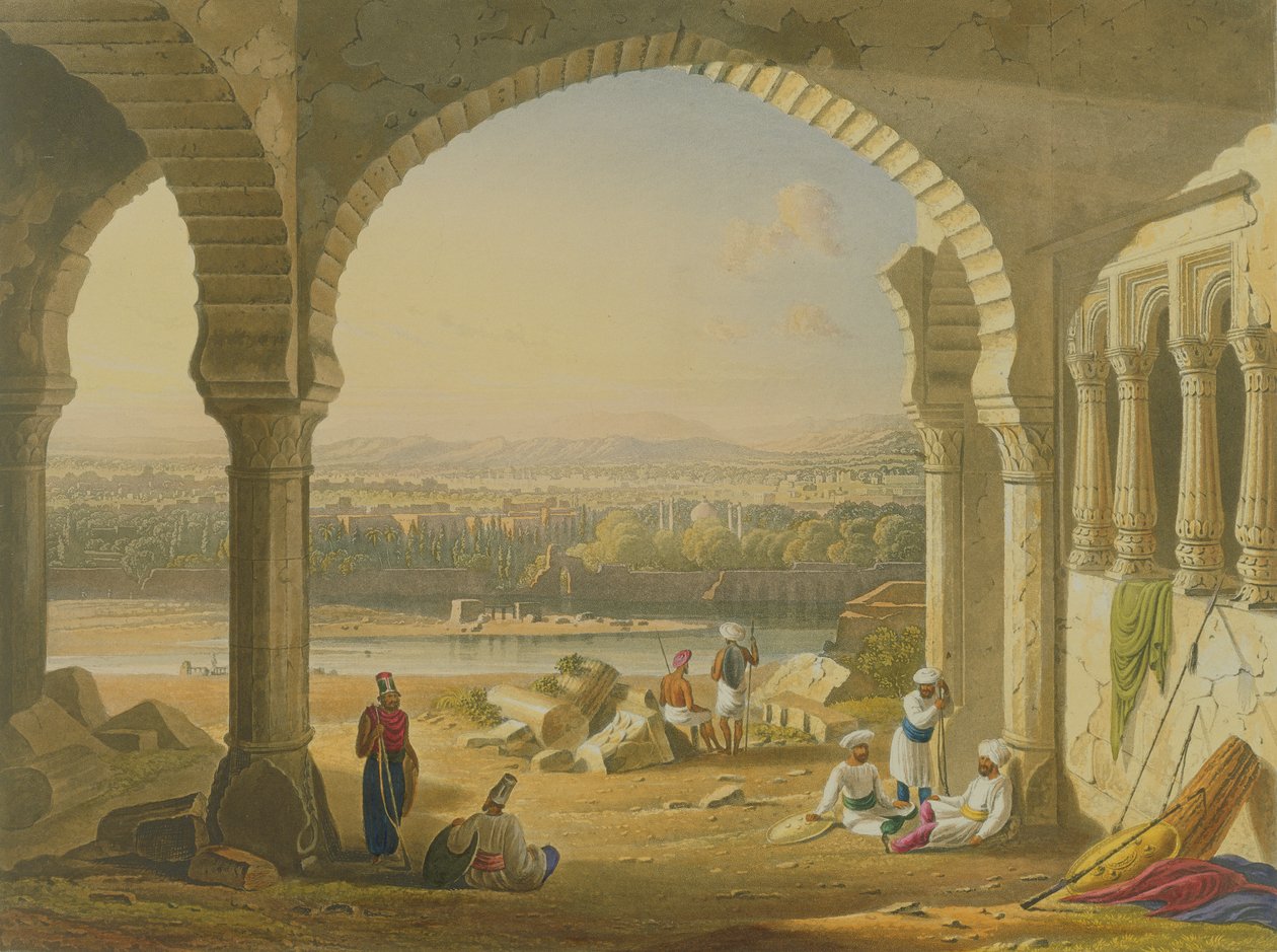 Aurangabad z ruin paláce Aurangzeb, ze svazku II „Scenérie, kostýmy a architektura Indie“, nakreslil William Purser (asi 1790-1852), vyleptal Thomas Kearnan (fl. 1821-50) a engra od Robert Melville Grindlay