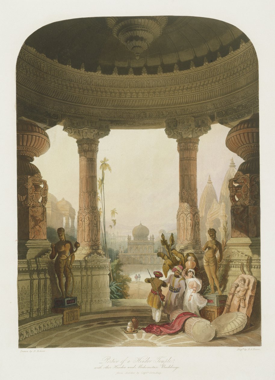 Portico chrámu Hindoo s dalšími budovami hinduismu a mahomedanu od Robert Melville Grindlay