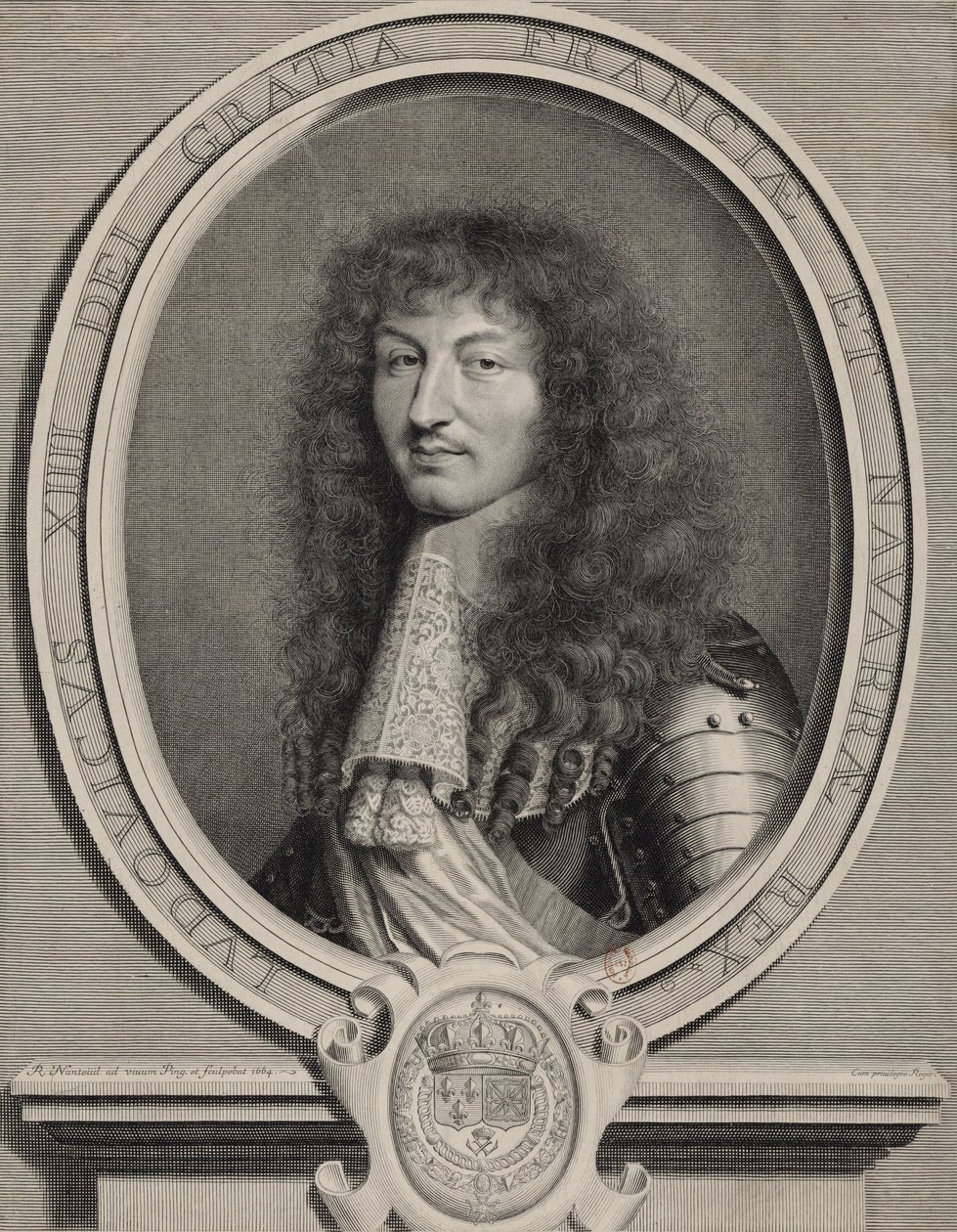Rytý portrét francouzského Ludvíka XIV od Robert Nanteuil