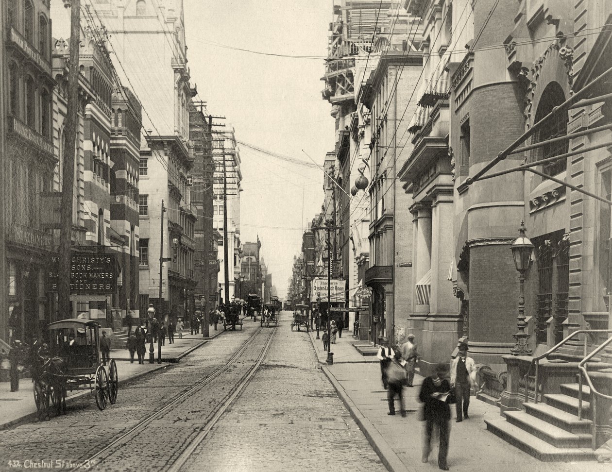 Chestnut Street, západně od 3rd Street, cca 1885 (černobílá fotografie) od Robert Newell