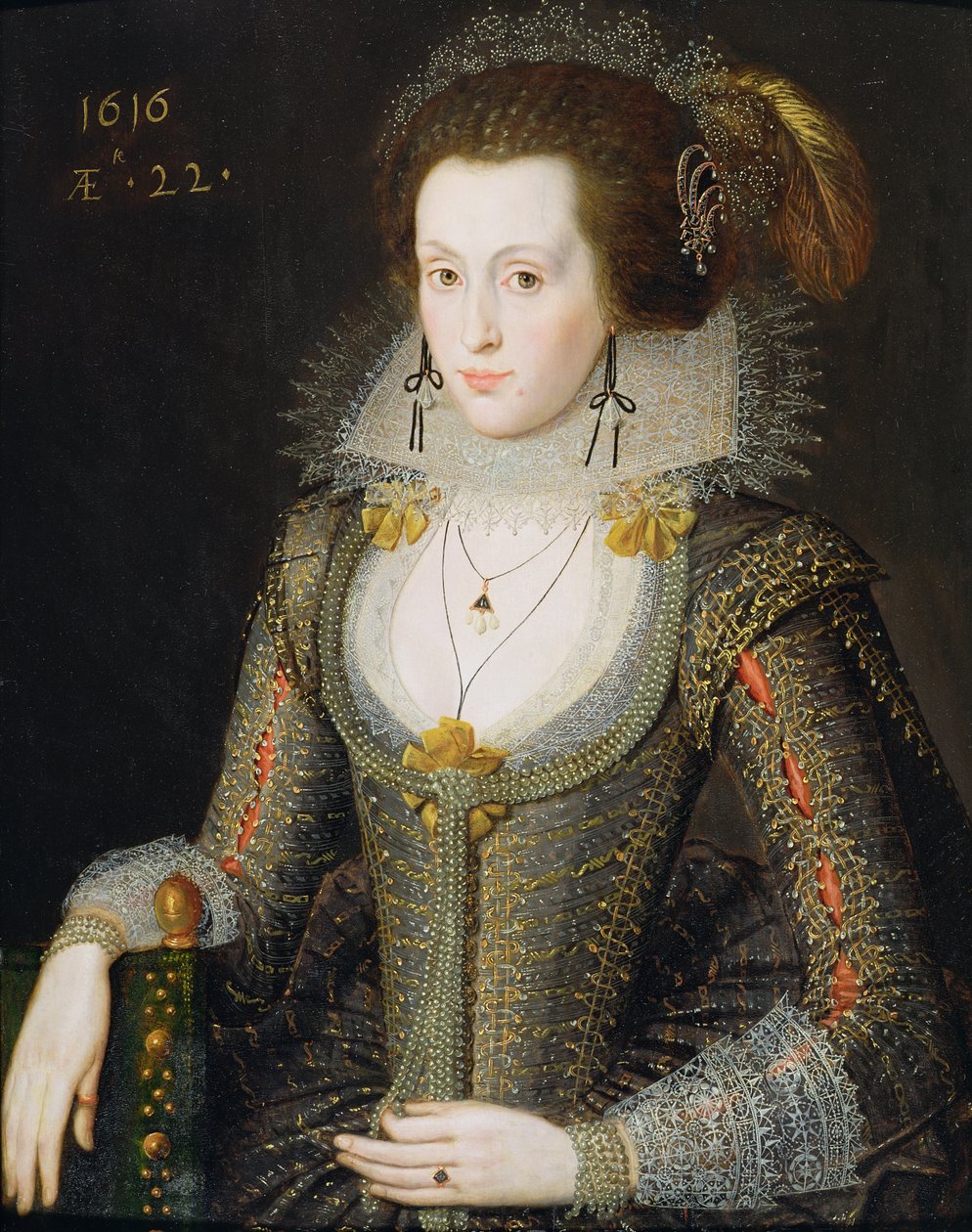 Elizabeth Poulett, 1616 od Robert Peake