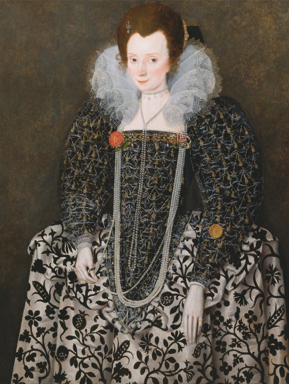 Portrét ženy, tradičně označované jako Mary Clopton (nar. Waldegrave), z Kentwell Hall, S ... od Robert Peake