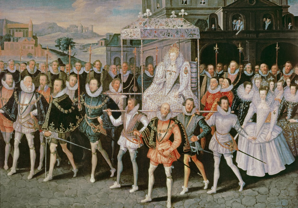 Královna Alžběta I. (1533-1603) nesená v Procesí (Eliza Triumphans) kolem roku 1601 od Robert Peake