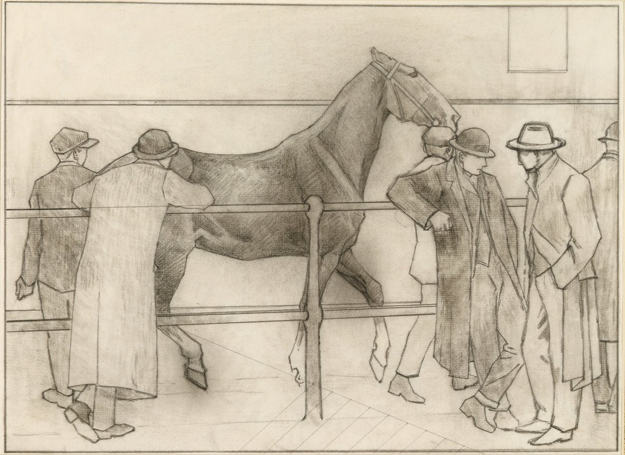 Horse Dealers, cca 1918 (pastel na papíře) od Robert Polhill Bevan