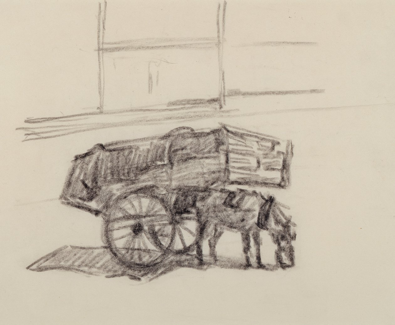Study for Hay Carts, Cumberland Market, kolem roku 1915 (pastel na papíře) od Robert Polhill Bevan