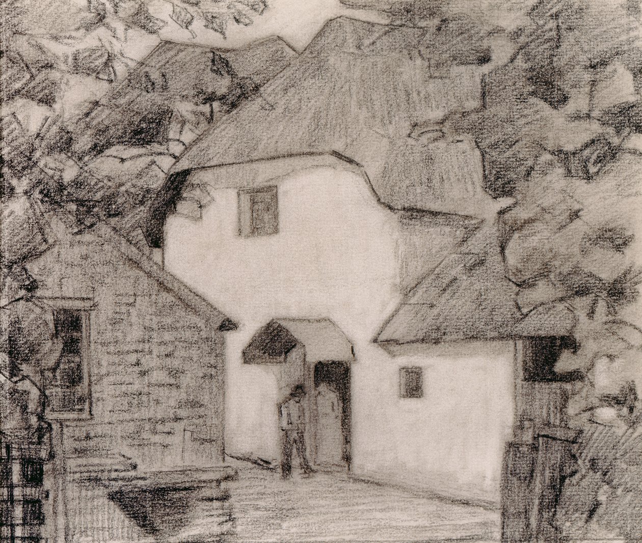 Volající ve mlýně, 1918-19 (pastel na papíře) od Robert Polhill Bevan