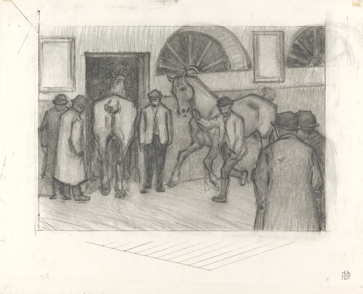 The Horse Mart, kolem roku 1917 (pastel na papíře) od Robert Polhill Bevan