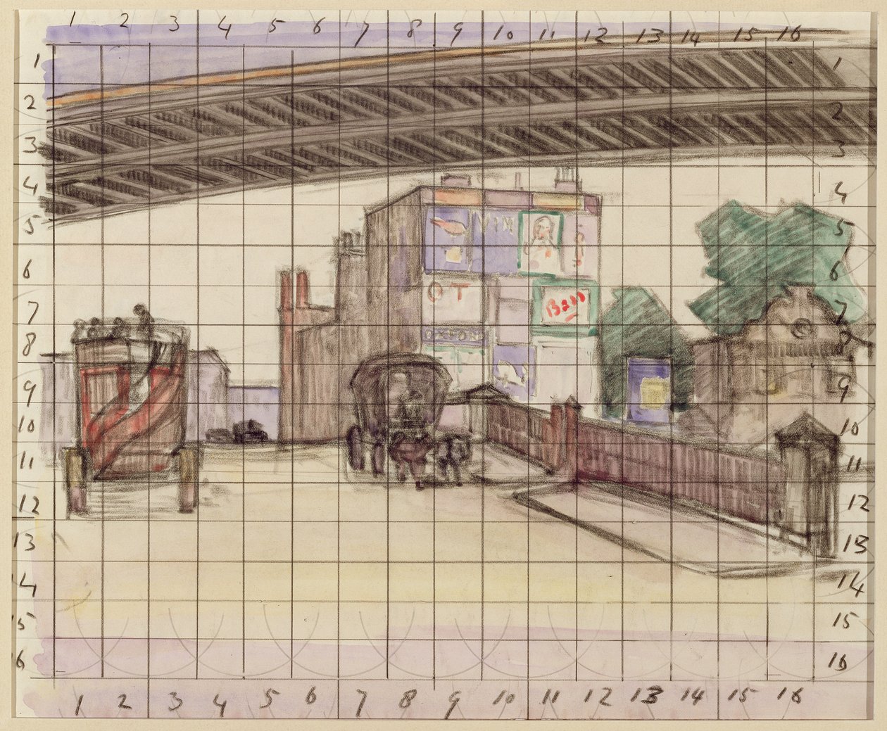 Dva mosty, 1912-13 (pastel a wc na papíře) od Robert Polhill Bevan