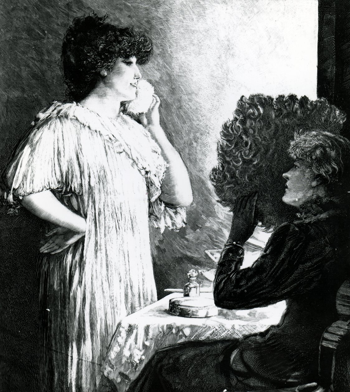 Ellen Terry na návštěvě u Sarah Bernhardtové v její šatně v Royal English Opera House, kolem roku 1881 od Robert Ponsonby Staples