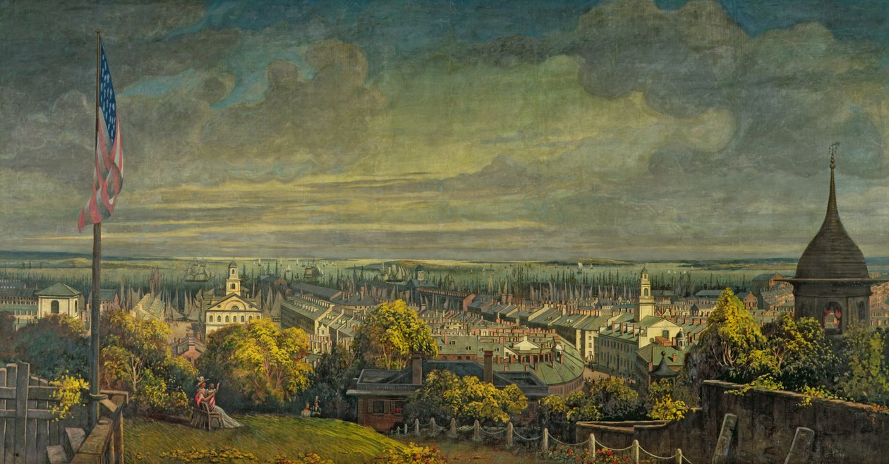Boston Harbor z domu pana Greenese, Pemberton Hill, 1829 (tempera na plátně) od Robert Salmon