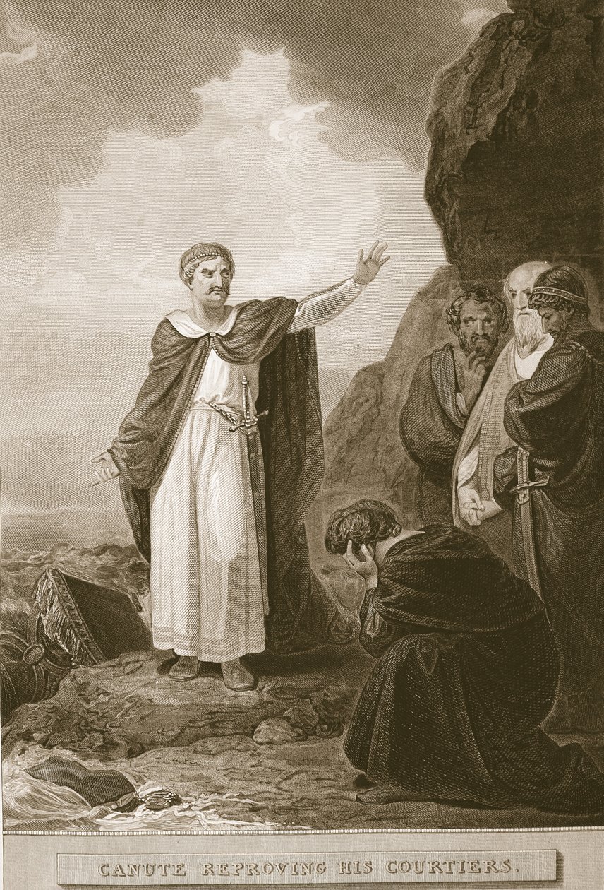 Canute kritizující své dvořany, vyryl G. Noble, ilustrace z Davida Huma 