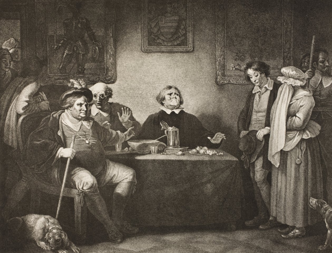 Sedm věků člověka, Pátý věk, dějství II, scéna VII, z „Jak se vám líbí“, z Galerie Boydell Shakespeare, vydané koncem 19. století od Robert Smirke