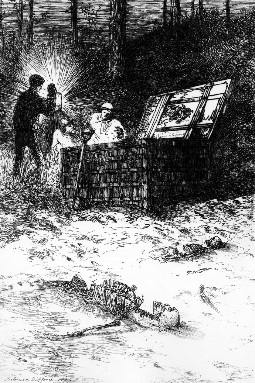 Zlatý brouk, ilustrace k příběhu od Edgara Allana Poea, 1884 od Robert Swain Gifford