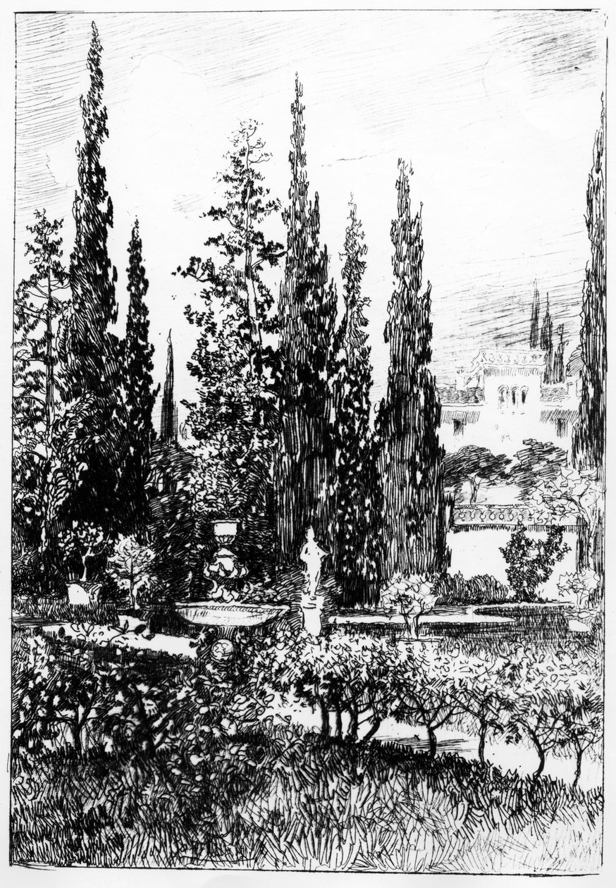 Krajinná zahrada, ilustrace k příběhu Edgara Allana Poea, c.1884 od Robert Swain Gifford