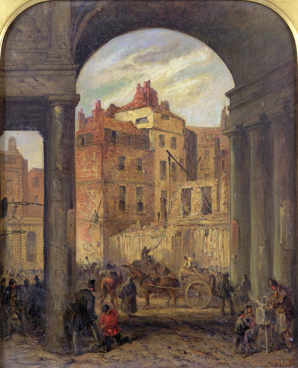 Foregate, Strand, vchod do Boswell Court - zbořen pro místo New Law Courts, 1868 od Robert Thomas Landells