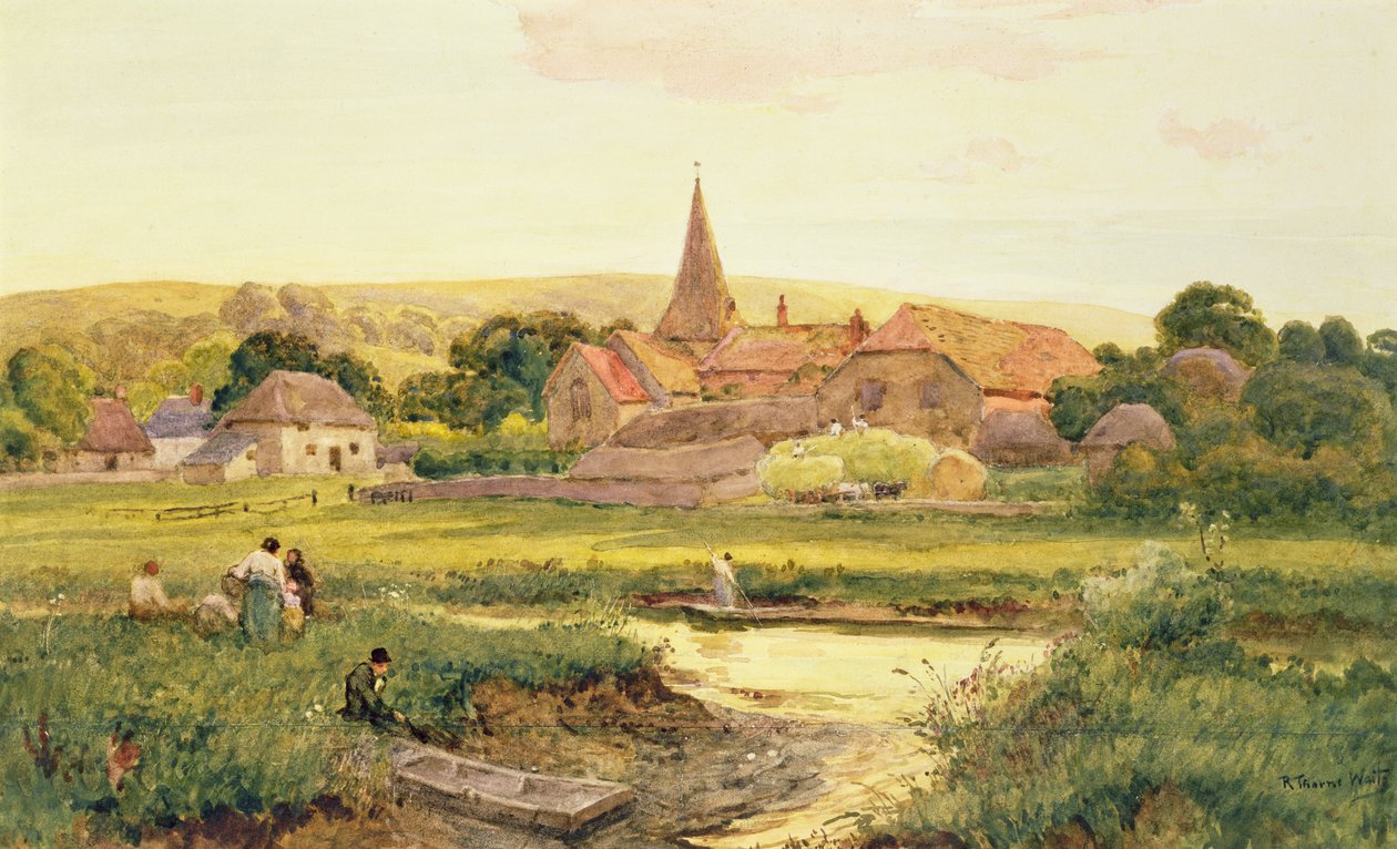Haytime, Bury Village (wc) od Robert Thorne Waite