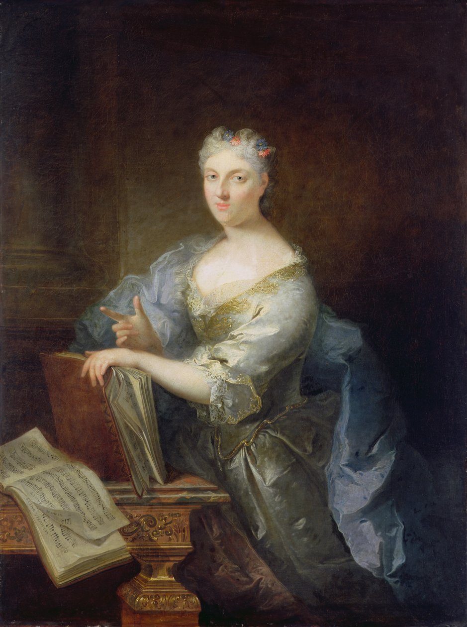 Portrét zpěvačky Marie-Louise Desmatins (1670-1708) od Robert Tournieres