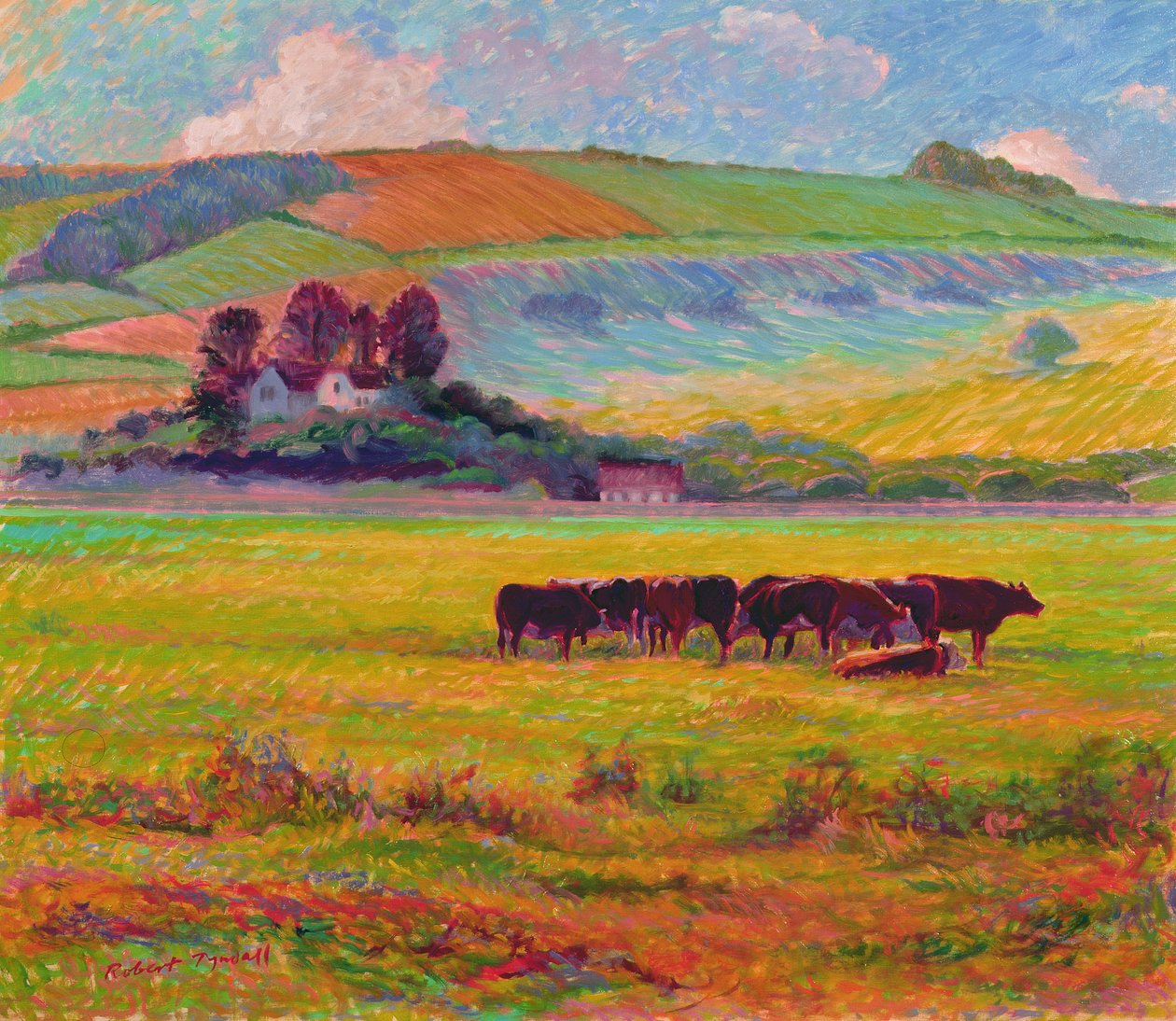Večerní dobytek, Cuckmere Valley, Sussex od Robert Tyndall