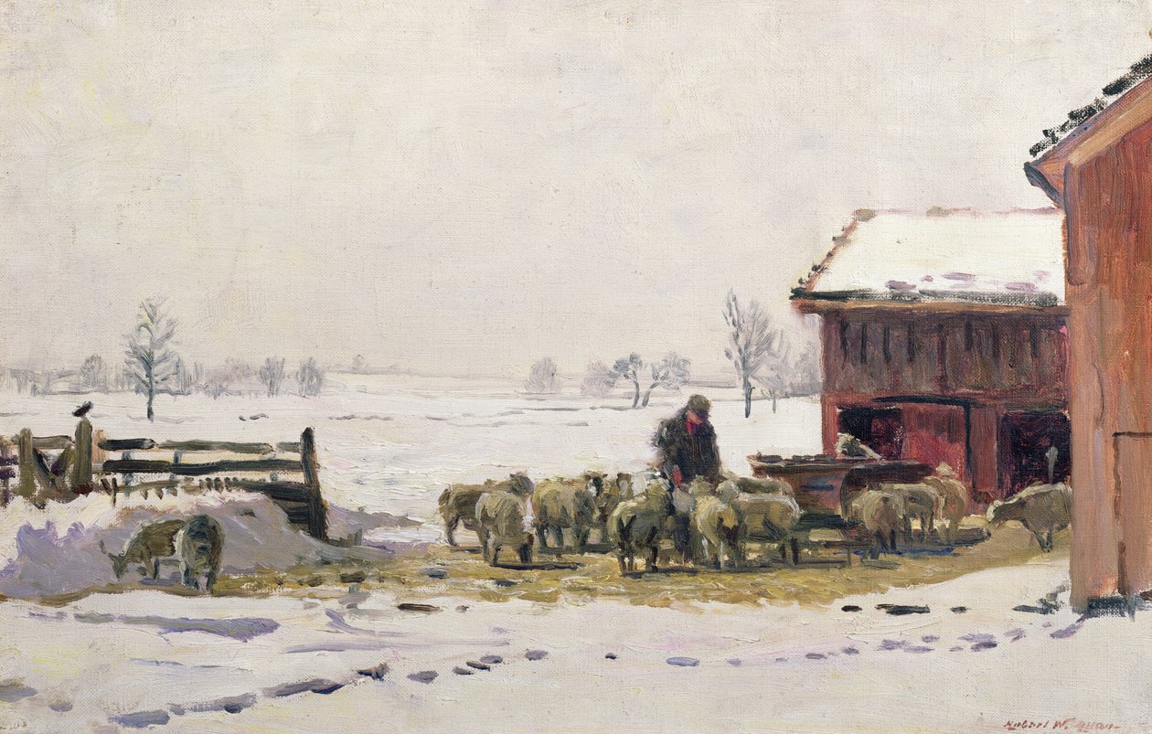Krmení ovcí v zimě od Robert Weir Allan