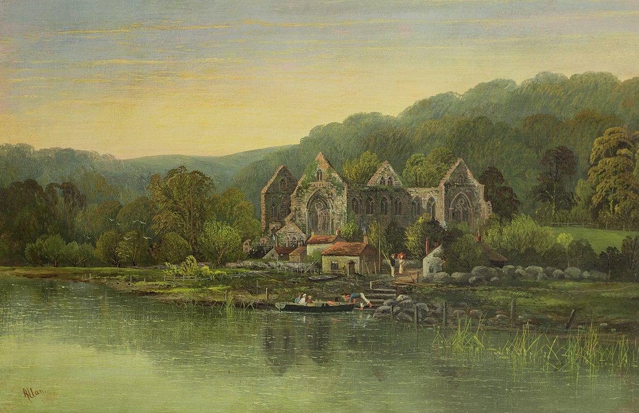 Ruined Abbey on a River, c.1880 od Robert Weir Allan