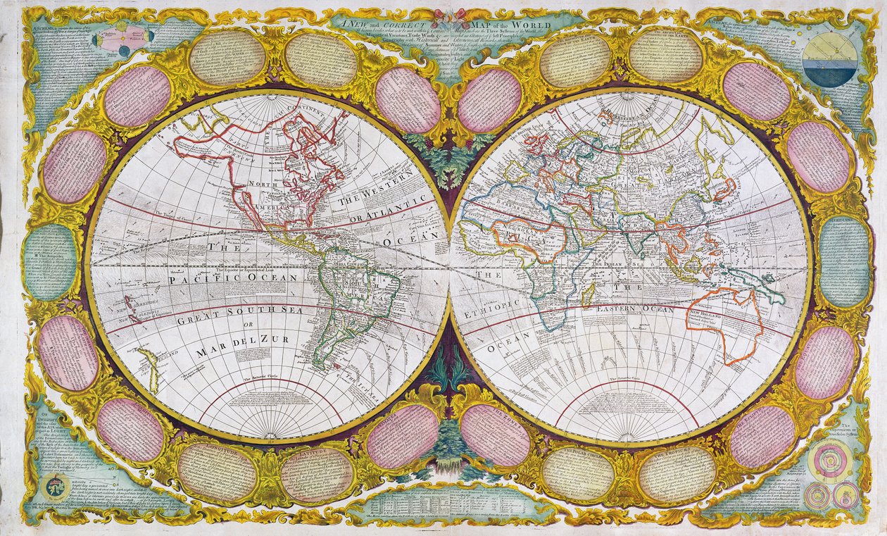 Nová a správná mapa světa, 1770-97 od Robert Wilkinson