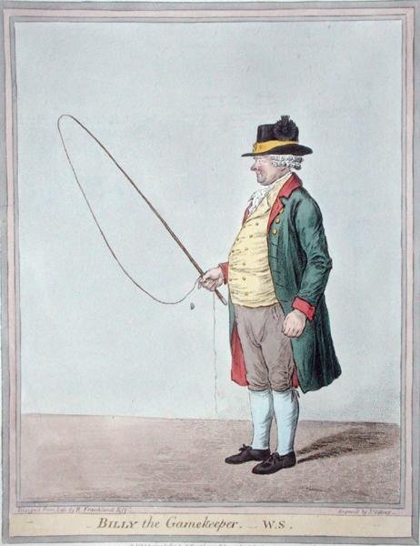 Billy the Gamekeeper, rytina Jamese Gillraye (1756-1815), publikovala Hannah Humphrey v roce 1810 (ručně kolorovaná rytina) od Robert (after) Frankland
