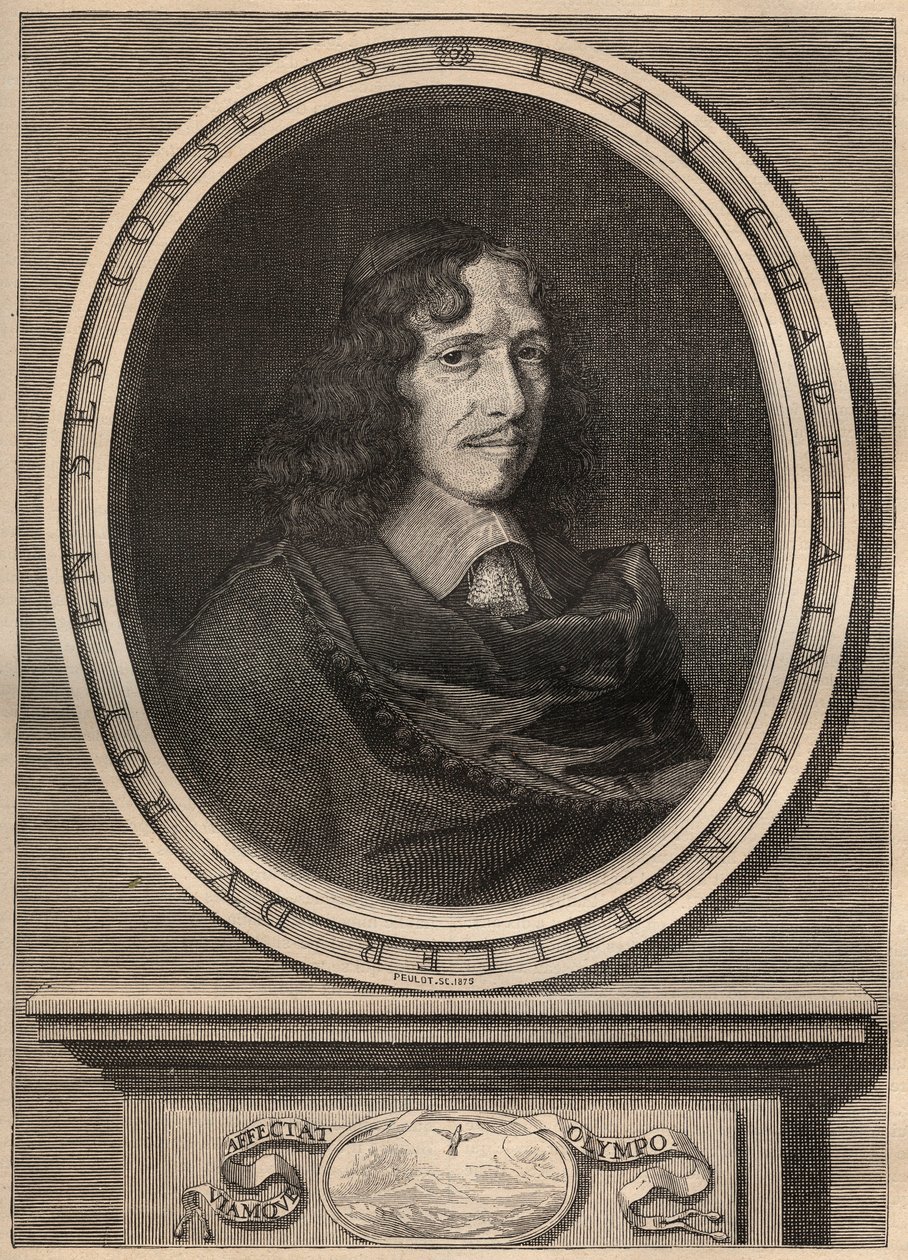 Portrét Jeana Chapelaina (1595-1674), francouzského básníka - Rytina - Jean Chapelain (1595-1674) Francouzský básník a literární kritik - Rytina Nanteuuil et grave par Peulot. od Robert (after) Nanteuil