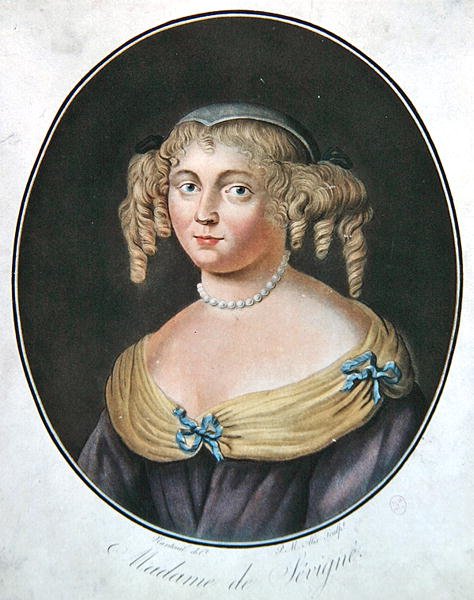Portrét Madame de Sevigne (barevné lito) od Robert (after) Nanteuil