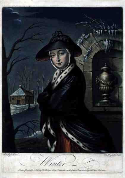 Winter, ryl C. Corbutt (Richard Purcell) (fl.1746-66), pub. od Roberta Sayera, kolem 1760 (mezzotintová rytina) (viz také 125558 a 125560-62) od Robert (after) Pyle