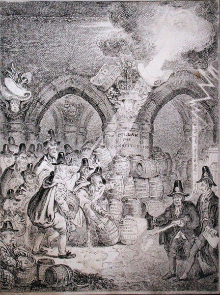 Opozice se snaží vyhodit do povětří parlament, publikoval Thomas McLean v roce 1835 (lept) od Robert (after) Seymour