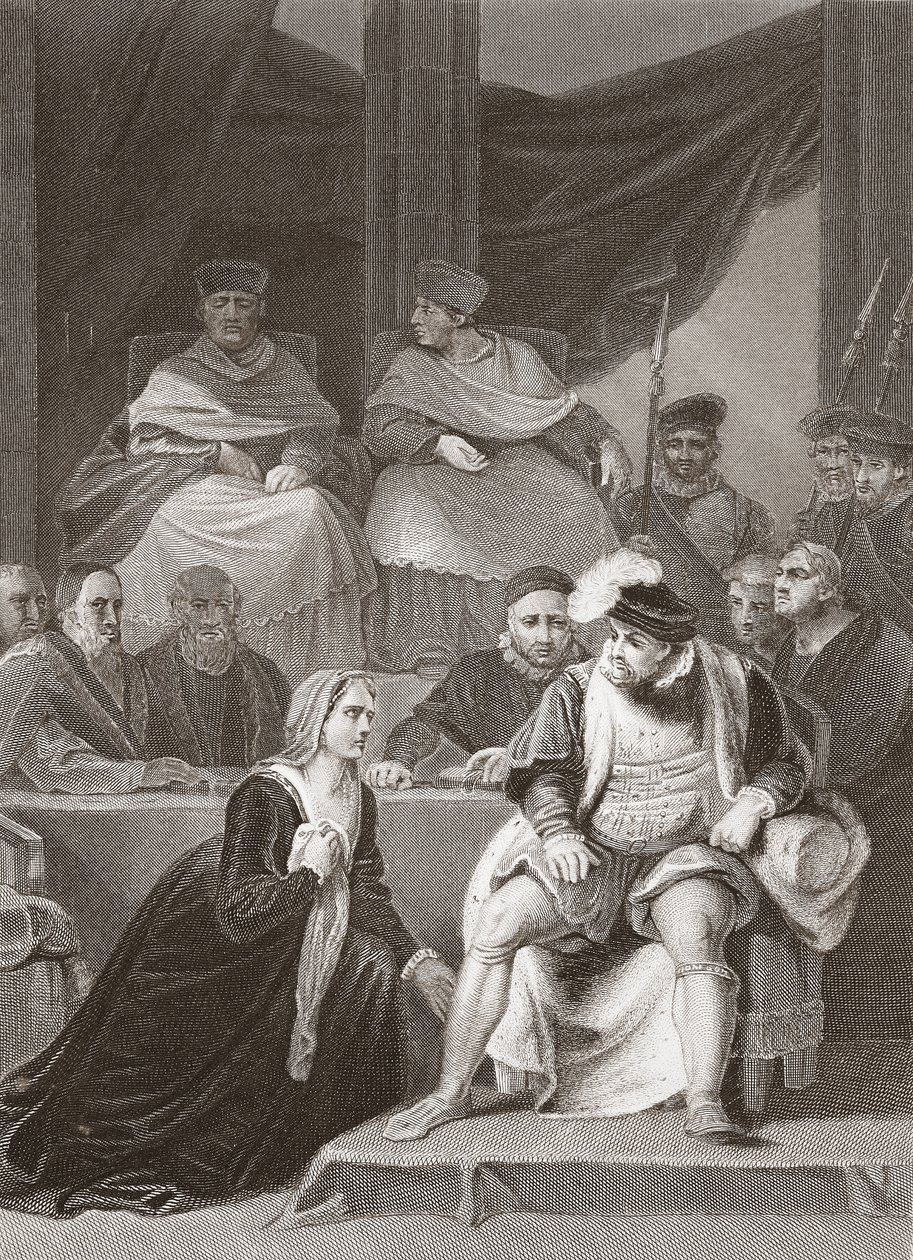 Proces o svatbě Jindřicha VIII., vyryl A.H. Payne (litho) od Robert (after) Smirke