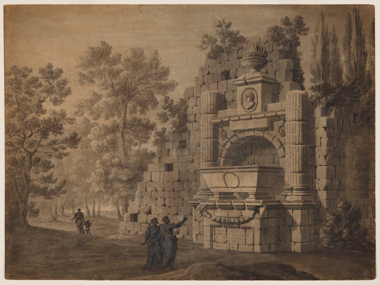 Capriccio s antickými postavami mezi zříceninami klasických monumentů od Robert Adam
