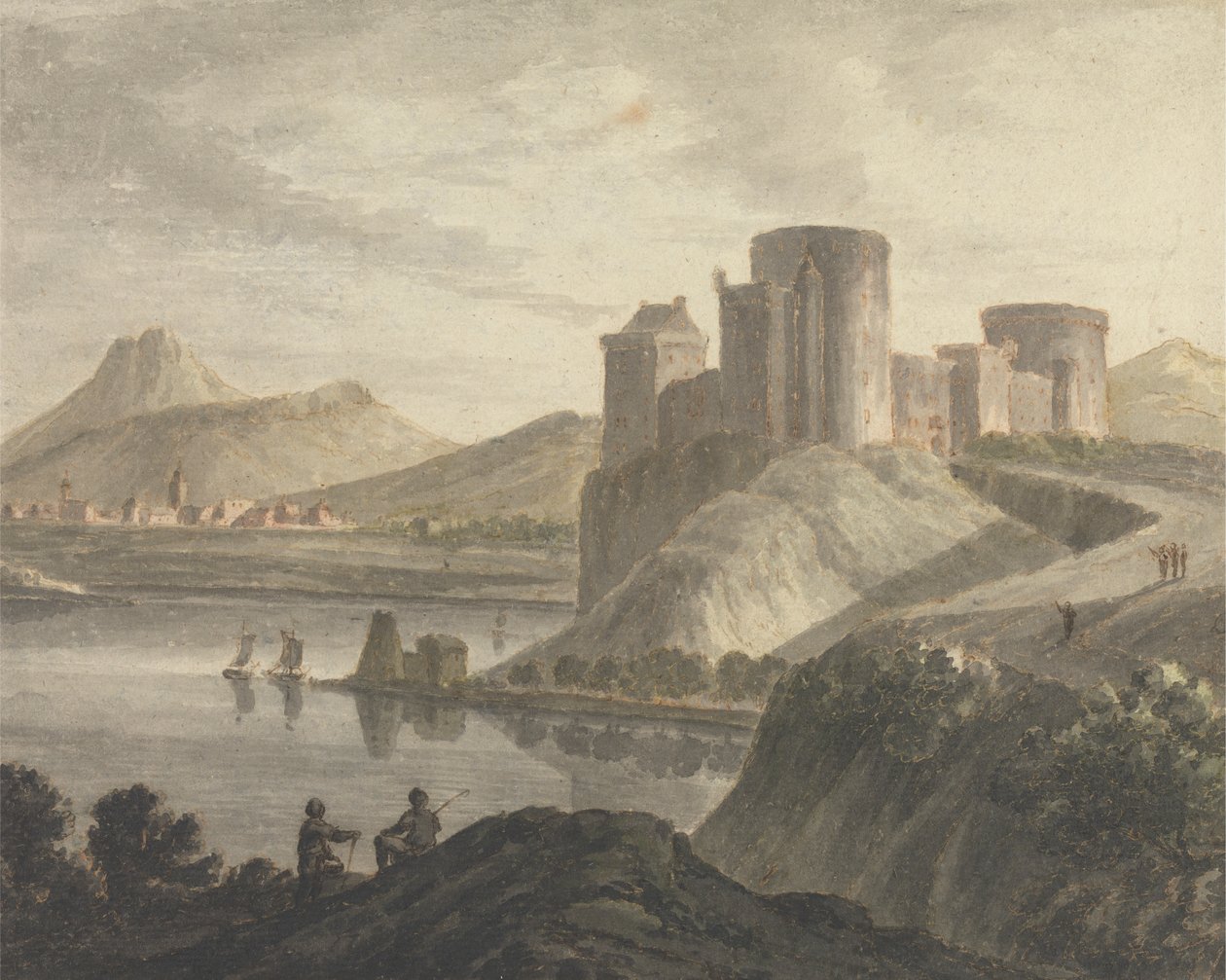Hrad s postavami v klasické krajině od Robert Adam